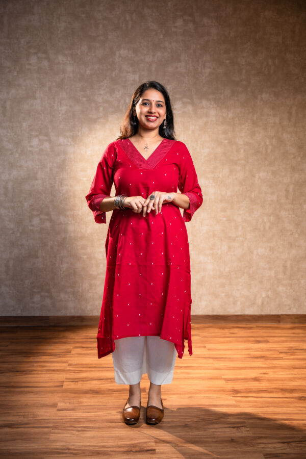 Red Full Sleeves Kurta Set