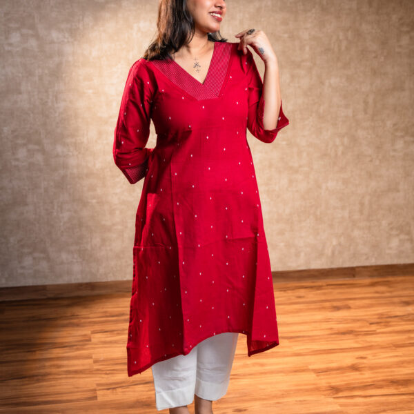 Red Full Sleeves Kurta
