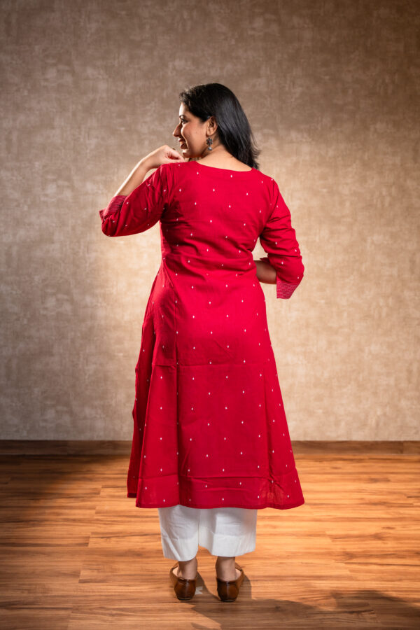 Red Full Sleeves Kurta - Image 3