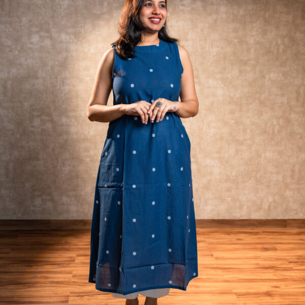 Blue Handloom Incut Kurta